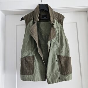 Aritzia Wilfred Free Army Green Linen Vest Small Oversized